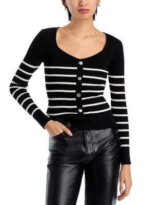 T Tahari - Striped Sweetheart Neck Sweater