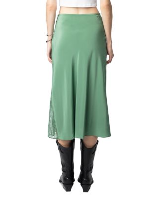 Jayla Lace Trim Silk Midi Skirt