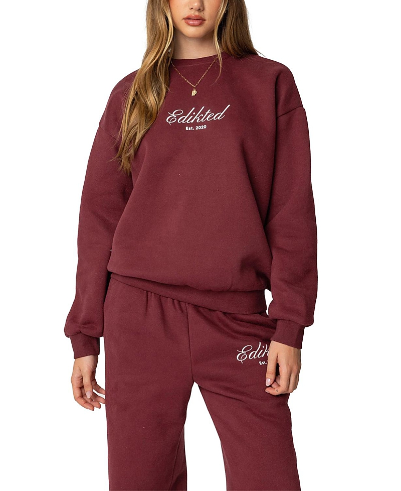 Edikted Get Sweatshirt In Burgundy