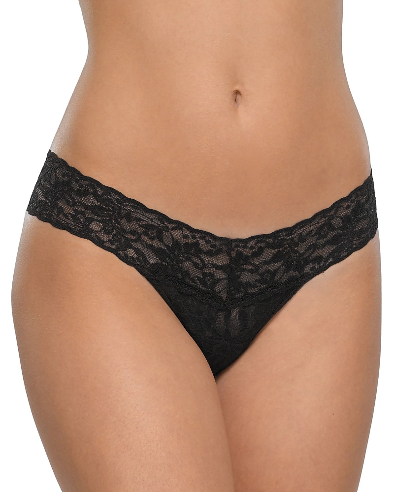 Hanky Panky Pack Of Three Original-rise Stretch-lace Thongs In Black