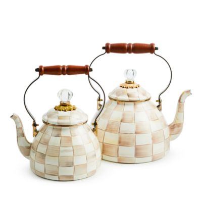 Mocha Check 2 Quart Tea Kettle