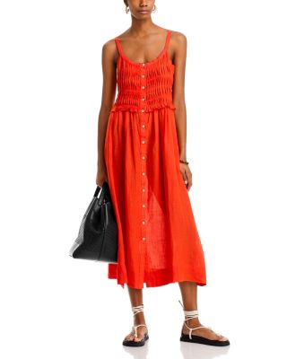 Zora Solid Tank Button Down Midi Dress