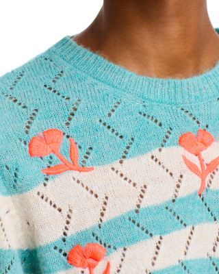 Embroidered Round Neck Pullover Sweater