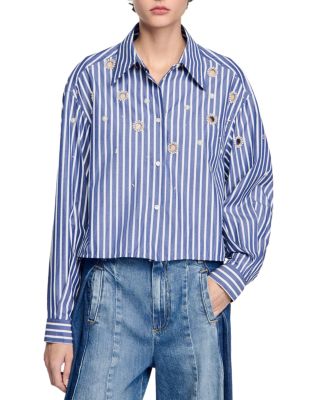 Sandro - Beaded Striped Shirt