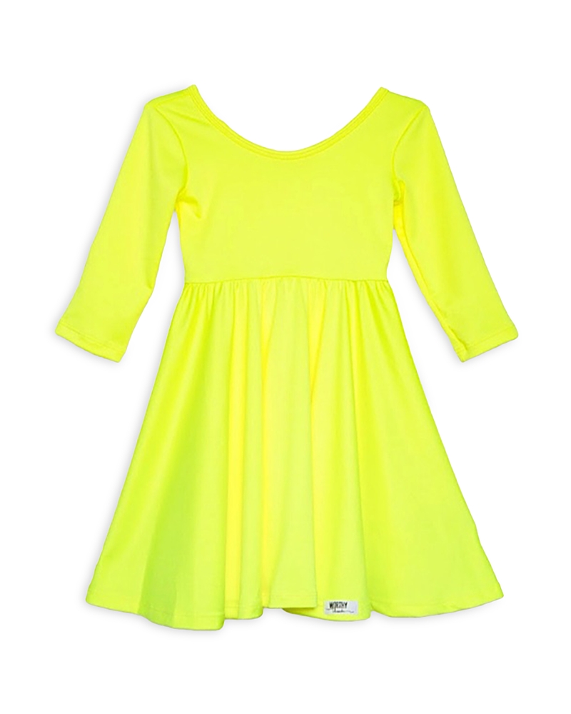 Worthy Threads Girls' Twirly Dress In Neon Yellow - Little Kid, Big Kid In Bright Yellow