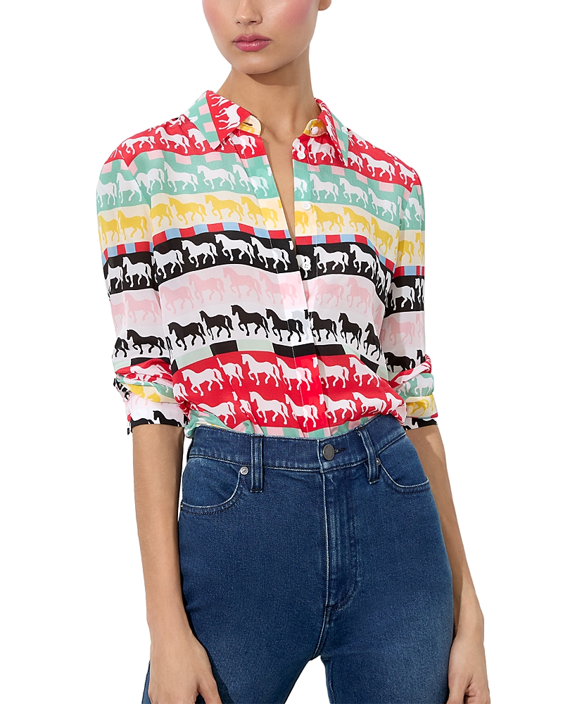ALICE AND OLIVIA ALICE AND OLIVIA WILLA SILK PLACKET TOP
