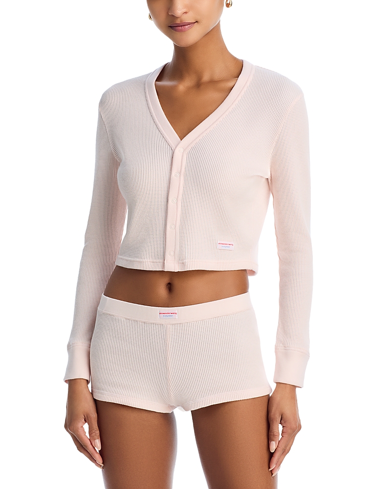 Alexander Wang Cropped Waffle Cardigan