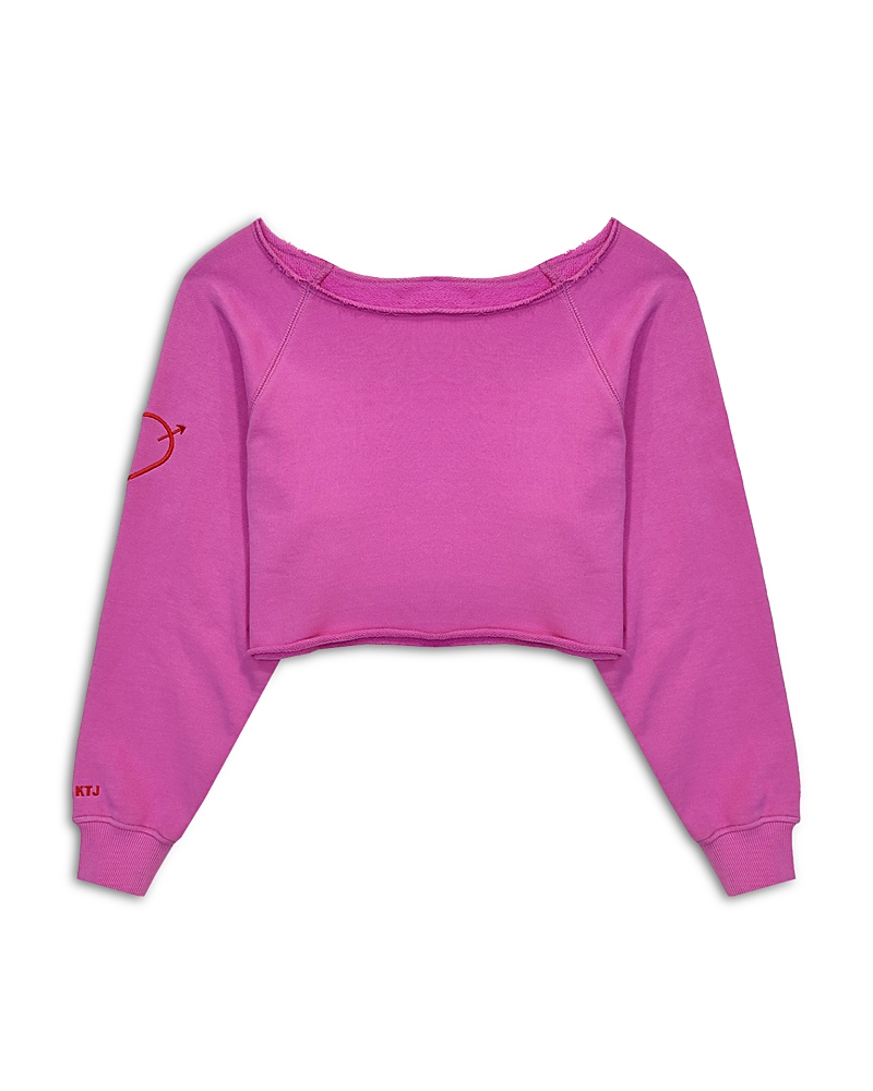 KATIEJNYC KATIEJNYC GIRLS' SHANE OFF SHOULDER CROPPED SWEATSHIRT - BIG KID