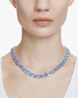 Millenia Blue Octagon Crystal Collar Necklace, 15"-18"