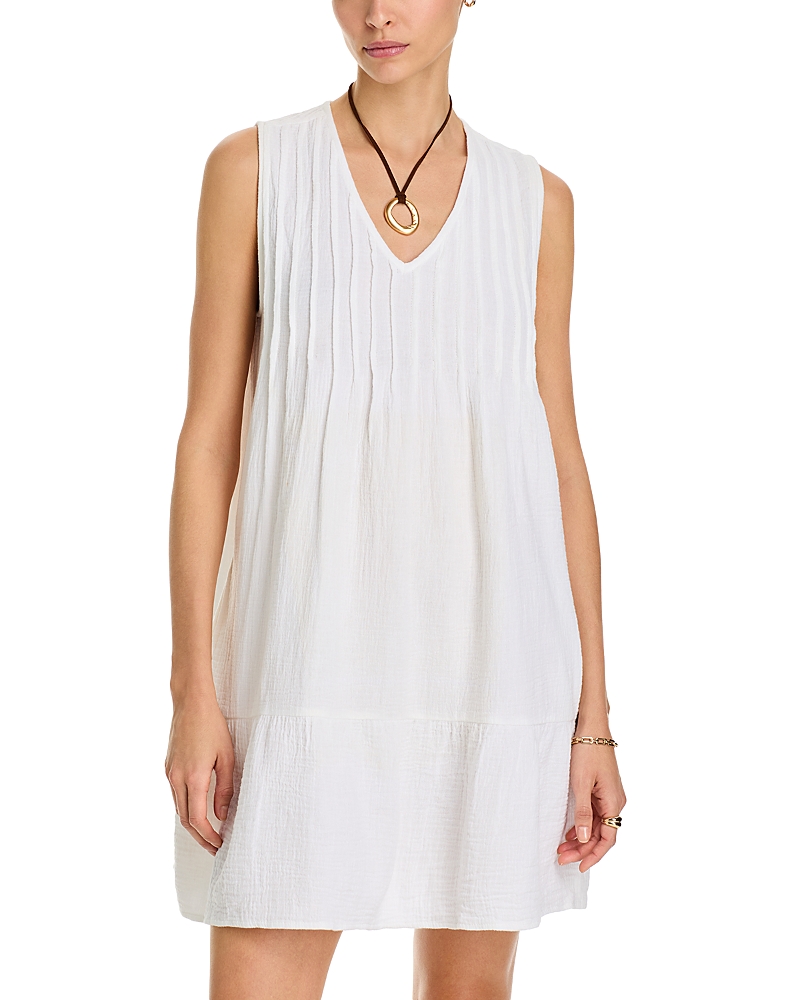 Echo Super Soft Pintucked Gauze Cover Up Dress In White