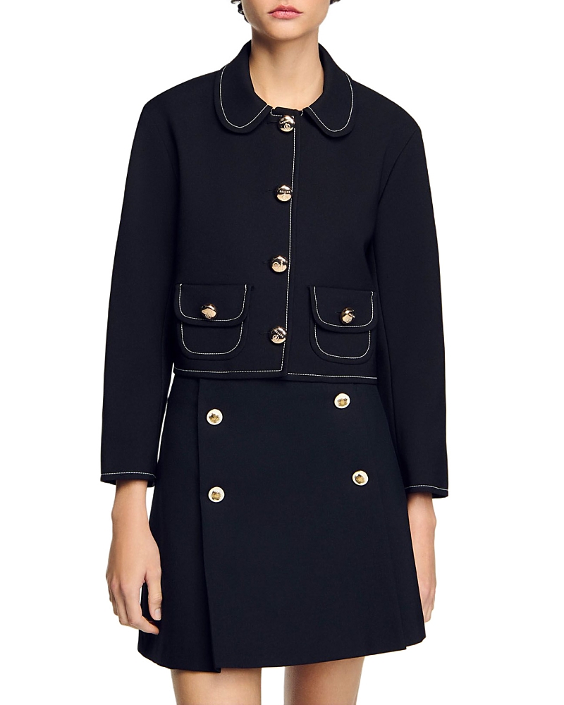 SANDRO PETER PAN COLLAR CROPPED JACKET