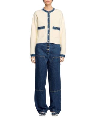 Cardigan with Denim Detail