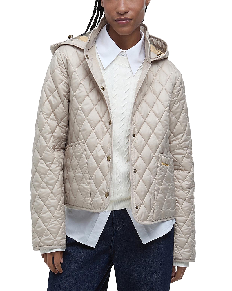 Barbour Penelope Quilt Hooded Jacket In Light Sand In Light Sand/dress