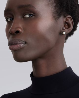 Sterling Silver Luna Cultured Pearl Fleur Stud Earrings