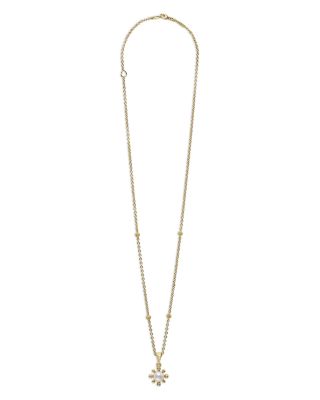 18K Yellow Gold Luna Cultured Pearl & Diamond Fleur Pendant Necklace, 16"-18" 