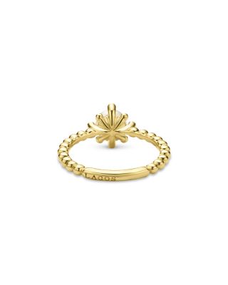 18K Yellow Gold Luna Cultured Pearl & Diamond Fleur Ring 