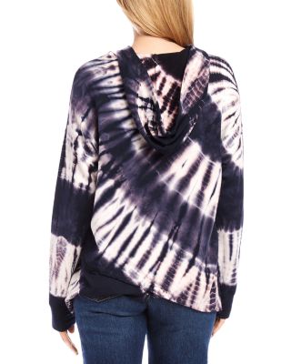 Tie Dyed Asymmetric Hem Hoodie Top 