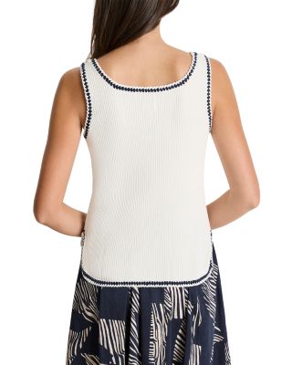 Trimmed Rib Knit Sleeveless Top