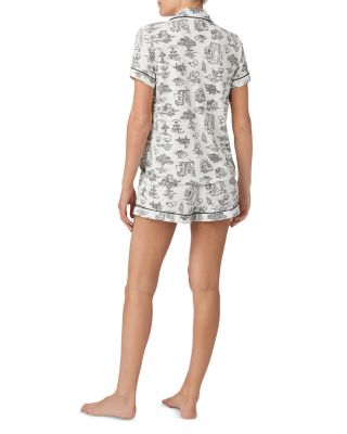 Printed Short Sleeve Boxer Pajama Set