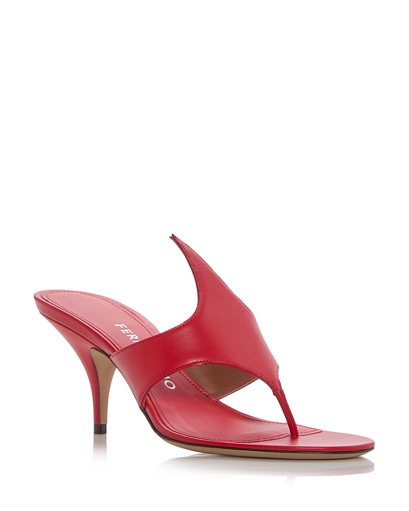 Ferragamo Lyrai Leather Sandals In Flame Red