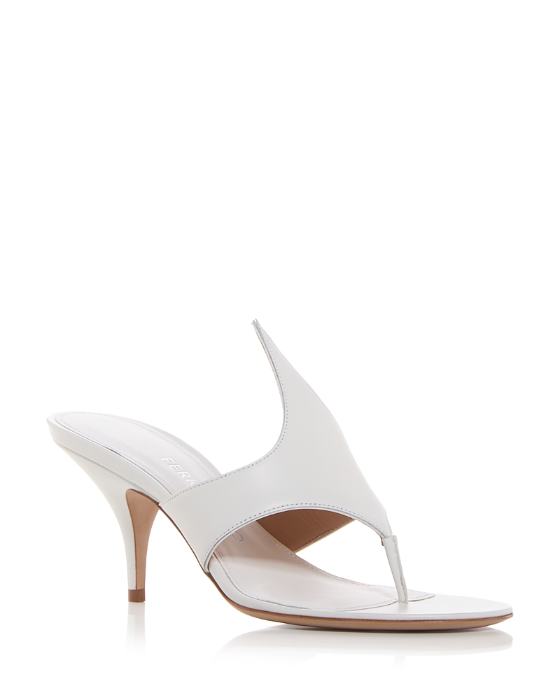 Ferragamo Lyrai Leather Mules In White