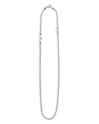 Sterling Silver Caviar Beaded Necklace, 16-18"