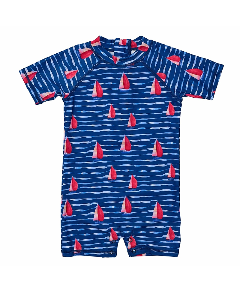 Snapper Rock Boys' Sailboat Rock Short Sleeve Sunsuit - Baby In Navy