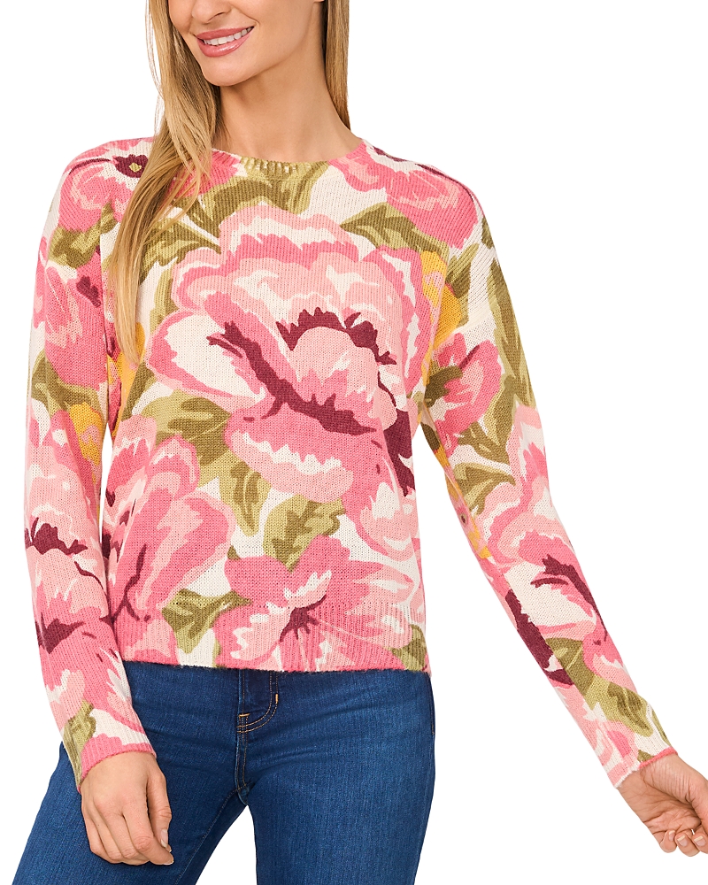 CeCe Bold Roses Crewneck Top