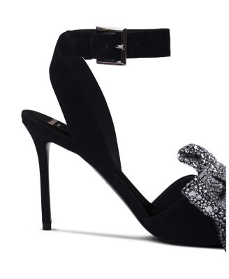 Women's Suede Ruby Heels with Rhinestone Bows