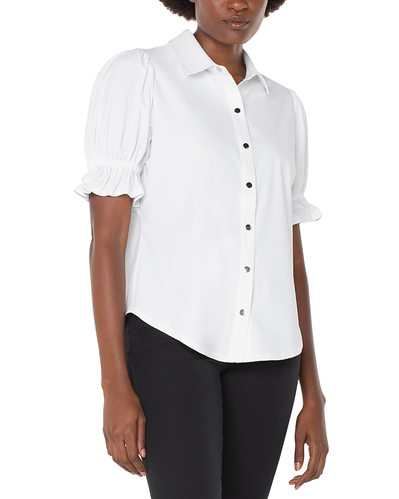 Liverpool Los Angeles Elbow Puff Sleeve Top In White