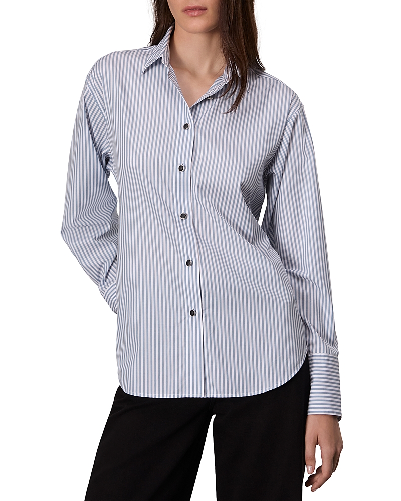 Rag & Bone Eve Stripe Tie-back Button-up Shirt In Blue Stripe