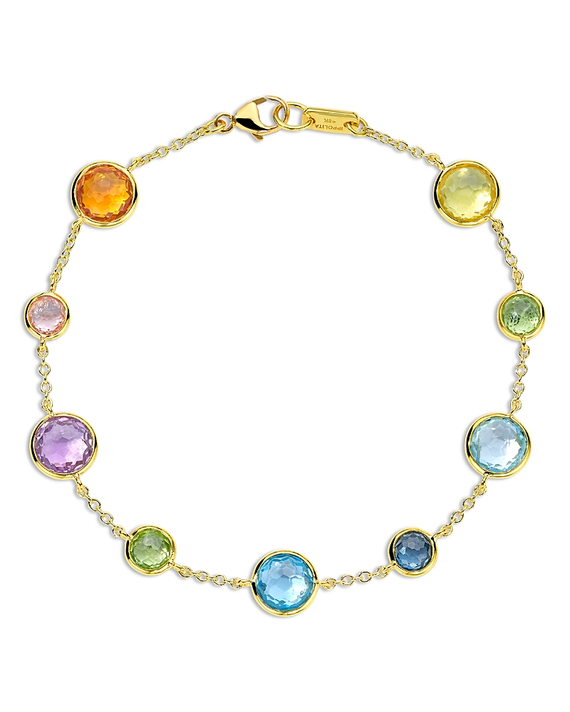 Ippolita 18k Yellow Gold Rock Candy Multi Stone Summer Rainbow Link Bracelet In Gold