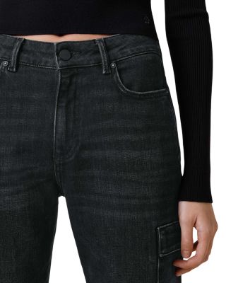 Hollis Cargo Bootcut Jeans in Washed Black