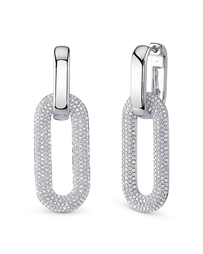 SHY CREATION 14K WHITE GOLD KATE DIAMOND PAVE OVAL EARRINGS, 1.33 CT. T. W.