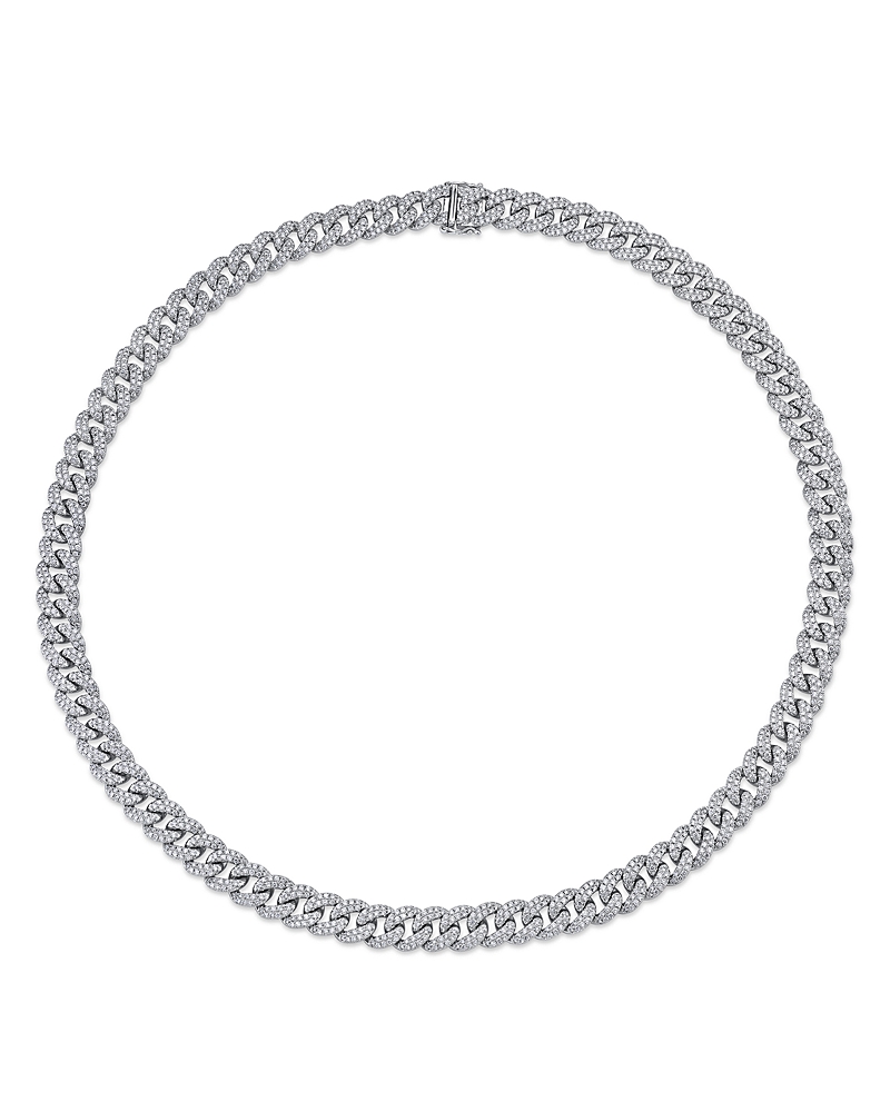 Shy Creation 14k White Gold Kate Diamond Pave Link Necklace, 18 In Gold