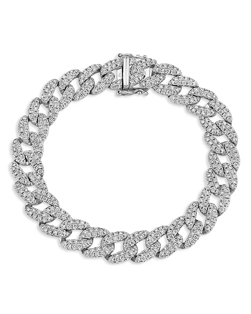 Shy Creation 14K White Gold Kate Diamond Pave Link Bracelet
