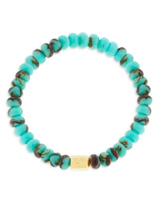 Luis Morais 14K Yellow Gold Yin Yang Ingot Copper Jasper Beaded Bracelet