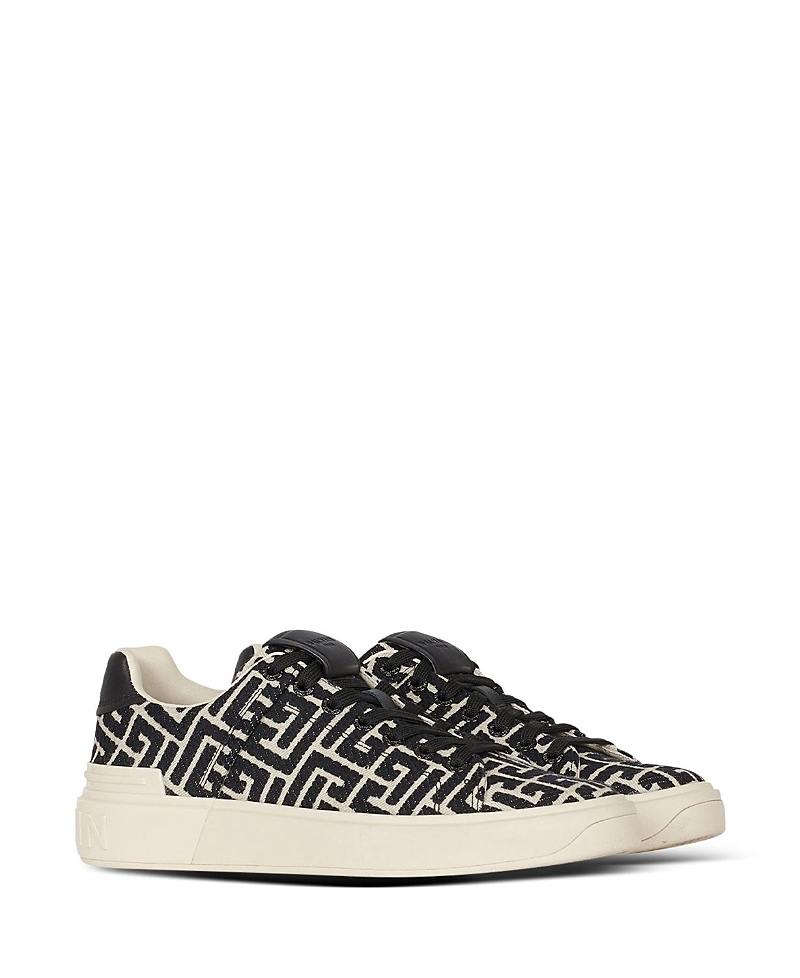 Balmain Men's B Court Monogram Jacquard Low-top Sneakers In Black
