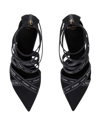 Women's Couture Suede Heels with Ribbon Motif