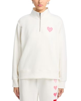 Embroidered Heart Relaxed Quarter Zip Sweatshirt