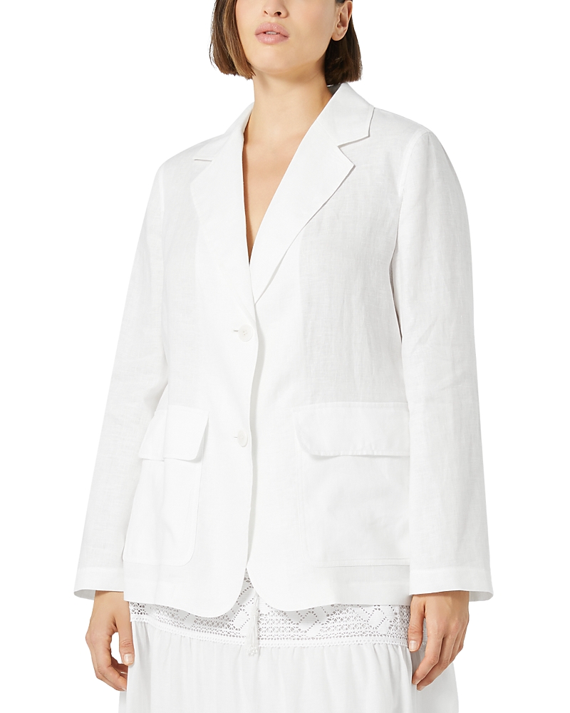 Shop Marina Rinaldi Sport 2a Uscita Tonale Linen Jacket In Ivory