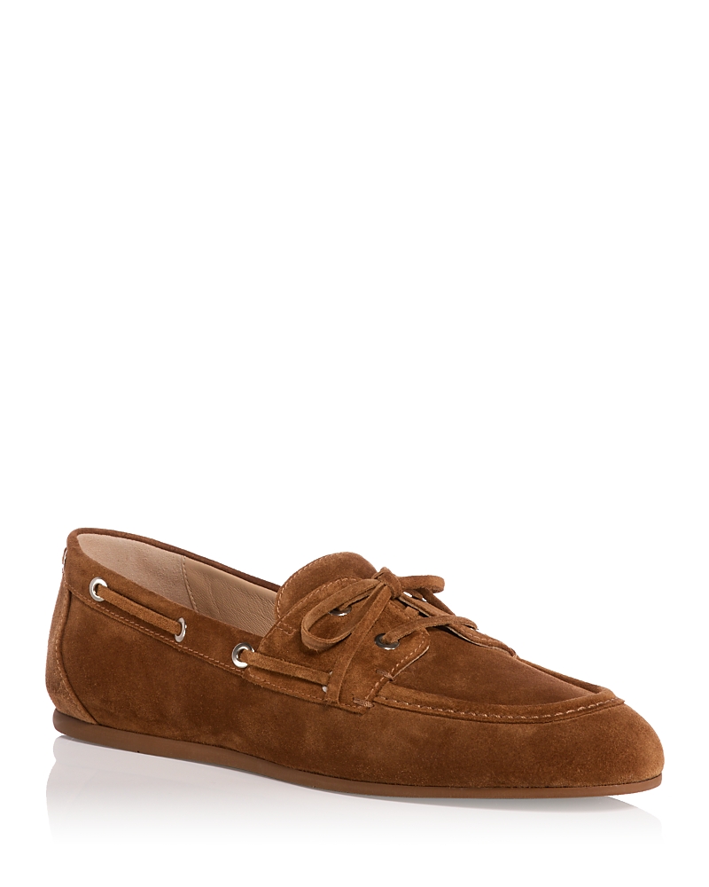 Stuart Weitzman Tinsley Moccasin Suede Loafers In Brown