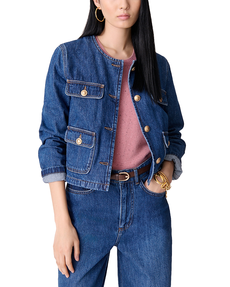 Vanessa Bruno Button-down Cotton Denim Jacket In Royal