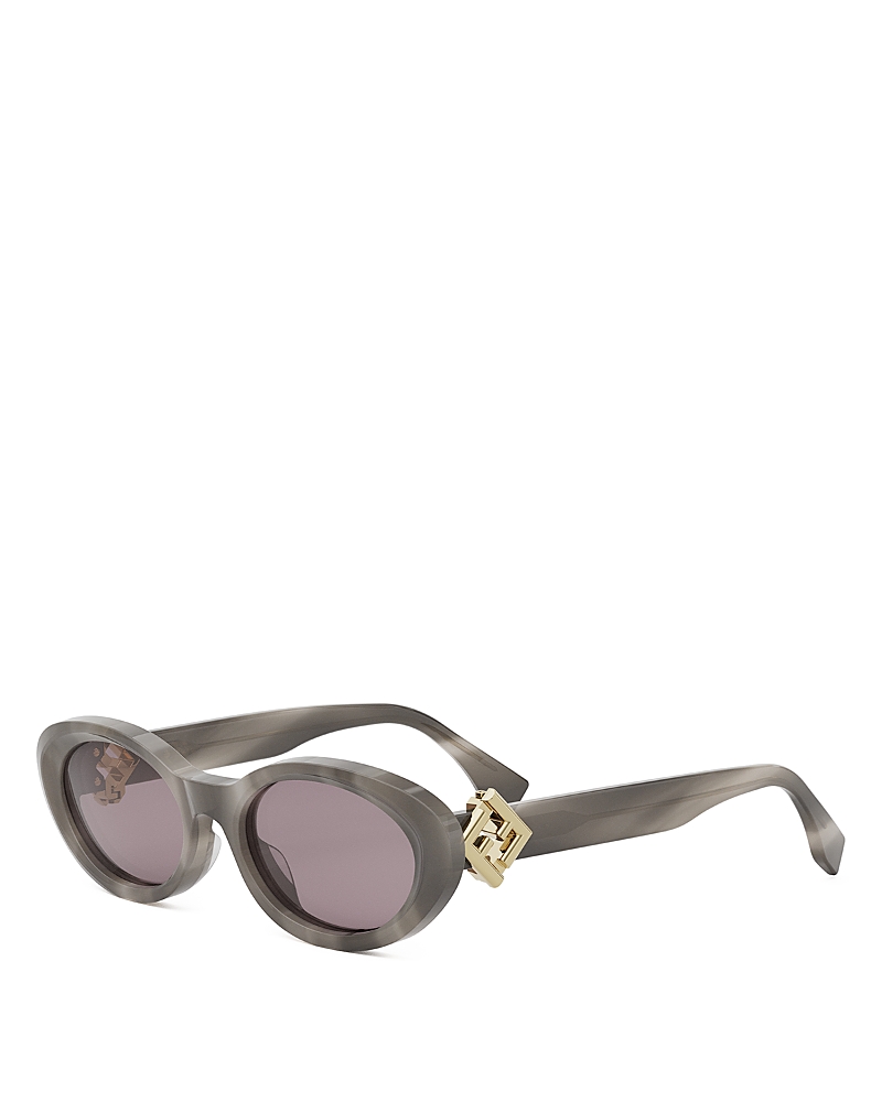 Fendi Ff Diamonds Oval Sunglasses, 53mm In Gray/violet