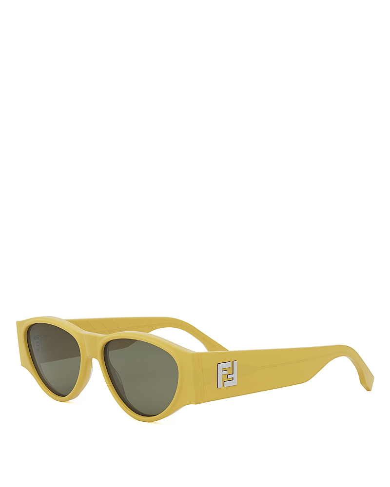 Fendi Ff Squared Oval Sunglasses, 55mm In Yellow/green