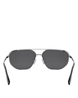 Travel Rectangular Metal Sunglasses, 61mm