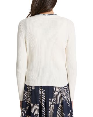 Trimmed Rib Knit Cardigan