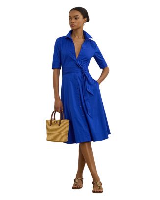 送料関税無料【LAUREN RALPH LAUREN】COTTON-BLEND TIERED DRESS Lauren Ralph Lauren, Women's, Belted Cotton-Blend Tiered