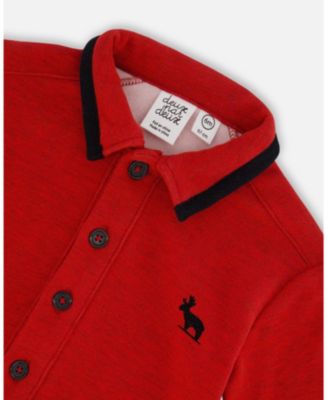  Button Front Jumpsuit Red Mix - Baby