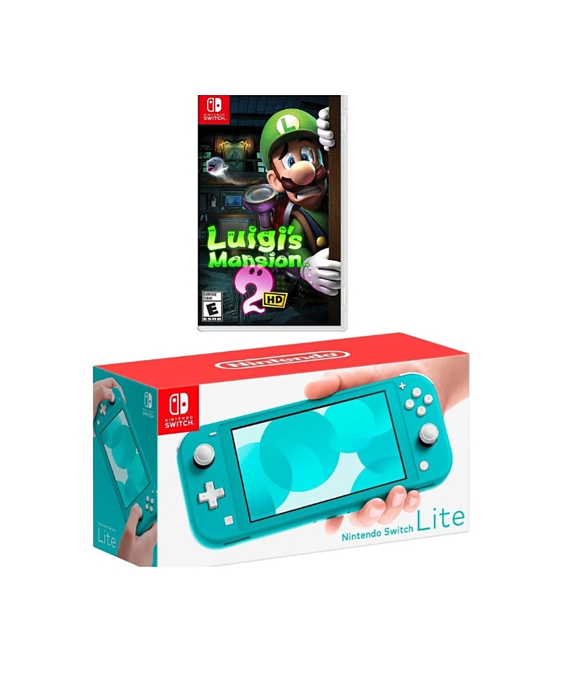 Nintendo Switch Lite Turquoise Bundle with Luigi's Mansion 2 Hd Game